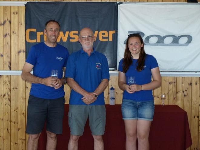 ASA TISC 2000 18 19 July Winners Rob and Sarah Burridge with Martin Sweet the TISC Vice Commodore - 2015 Crewsaver 2000 Millennium Series © Clare Sargent